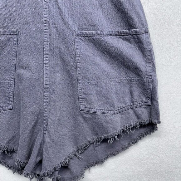 THE GREAT Womens The Cutoff Overall Shortalls Size M (2) NWT Gray Raw Hem Cotton - Picture 8 of 11
